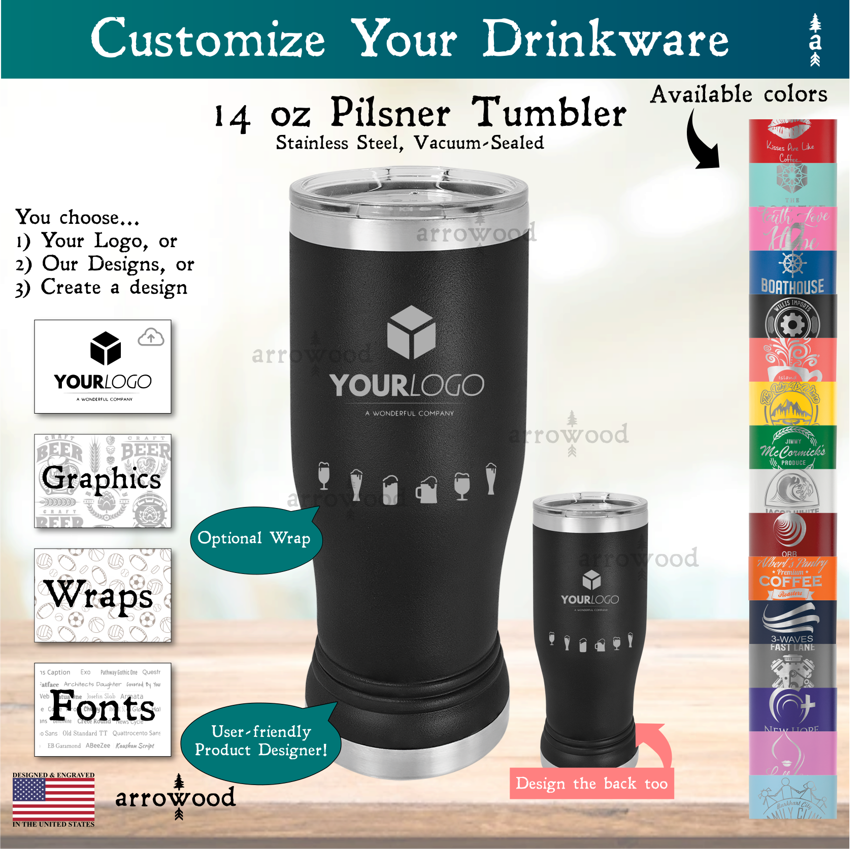 Personalized Maroon Pilsner Beer Insulated 20 Ounce Tumbler