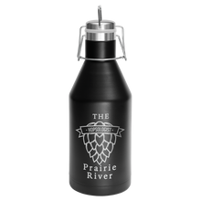 Load image into Gallery viewer, 64 oz Black Vacuum-Insulated, Stainless Steel Craft Beer Growler with Swing-Top Lid, and free custom laser engraving
